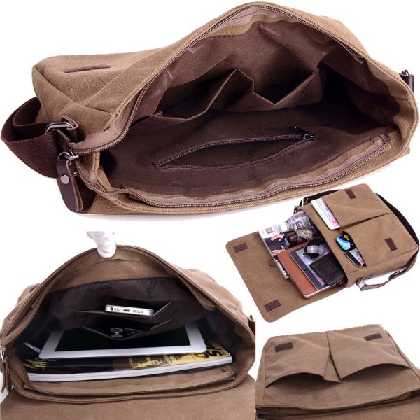 14in Men Canvas Bags Casual Student Satchel - Image 2