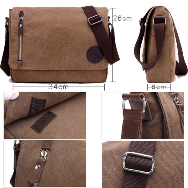14in Men Canvas Bags Casual Student Satchel - Image 4