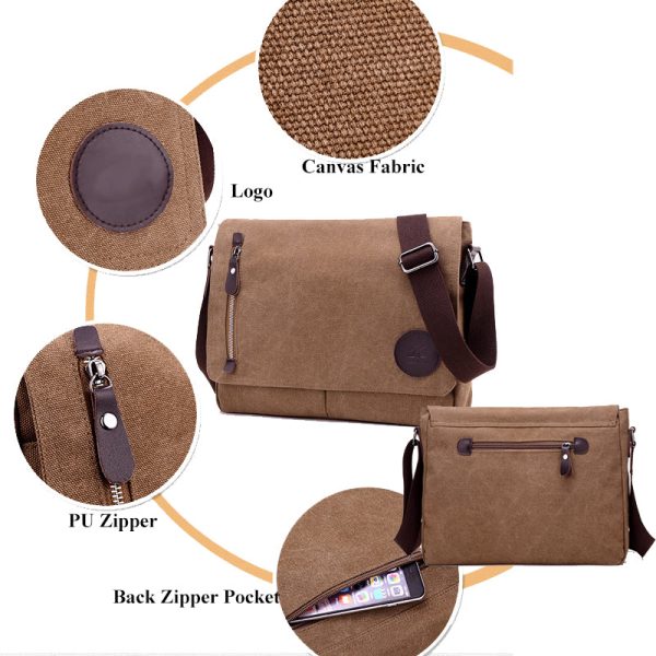 14in Men Canvas Bags Casual Student Satchel - Image 5