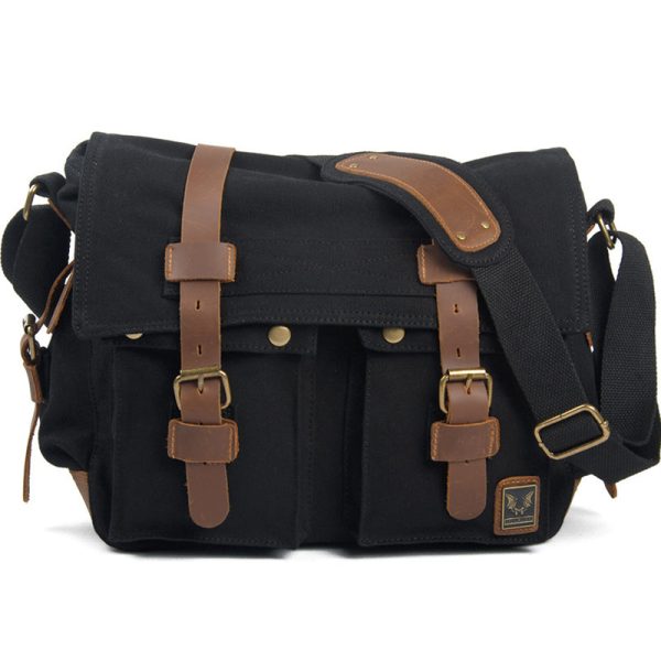 Retro Canvas Messenger Bag Casual Satchel - Image 11