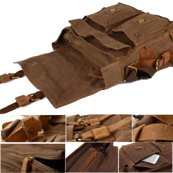 Retro Canvas Messenger Bag Casual Satchel - Image 3