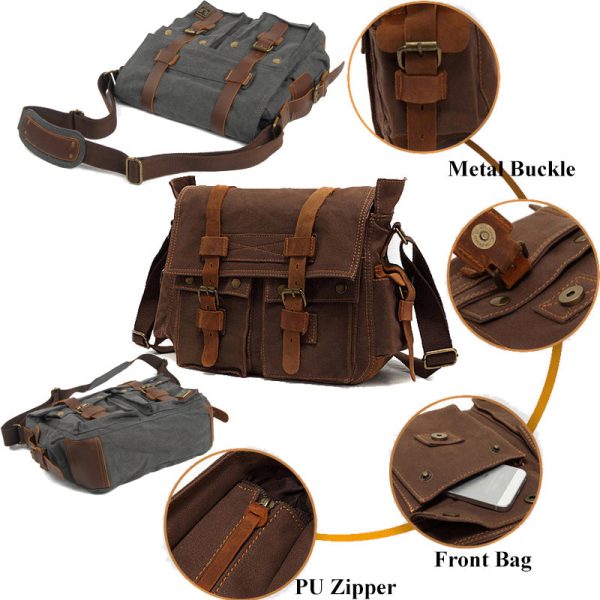 Retro Canvas Messenger Bag Casual Satchel - Image 4