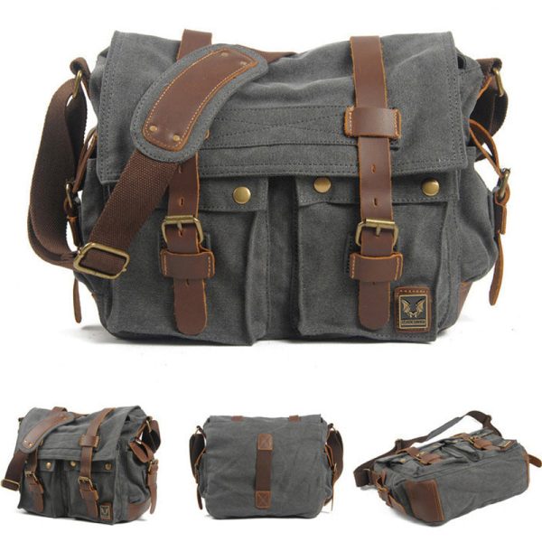 Retro Canvas Messenger Bag Casual Satchel - Image 5
